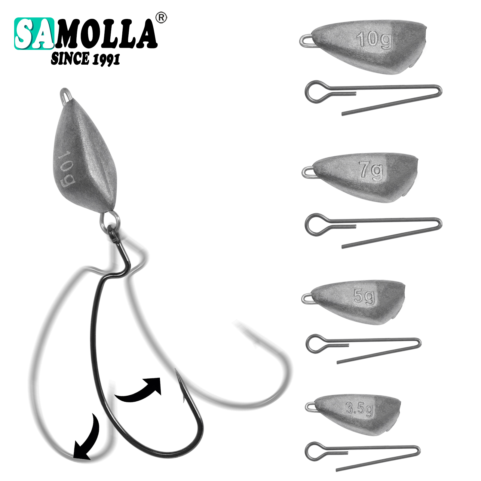 Fishing Hook Jig - SAMOLLA 5pcs Jig Head Fishing Weight,