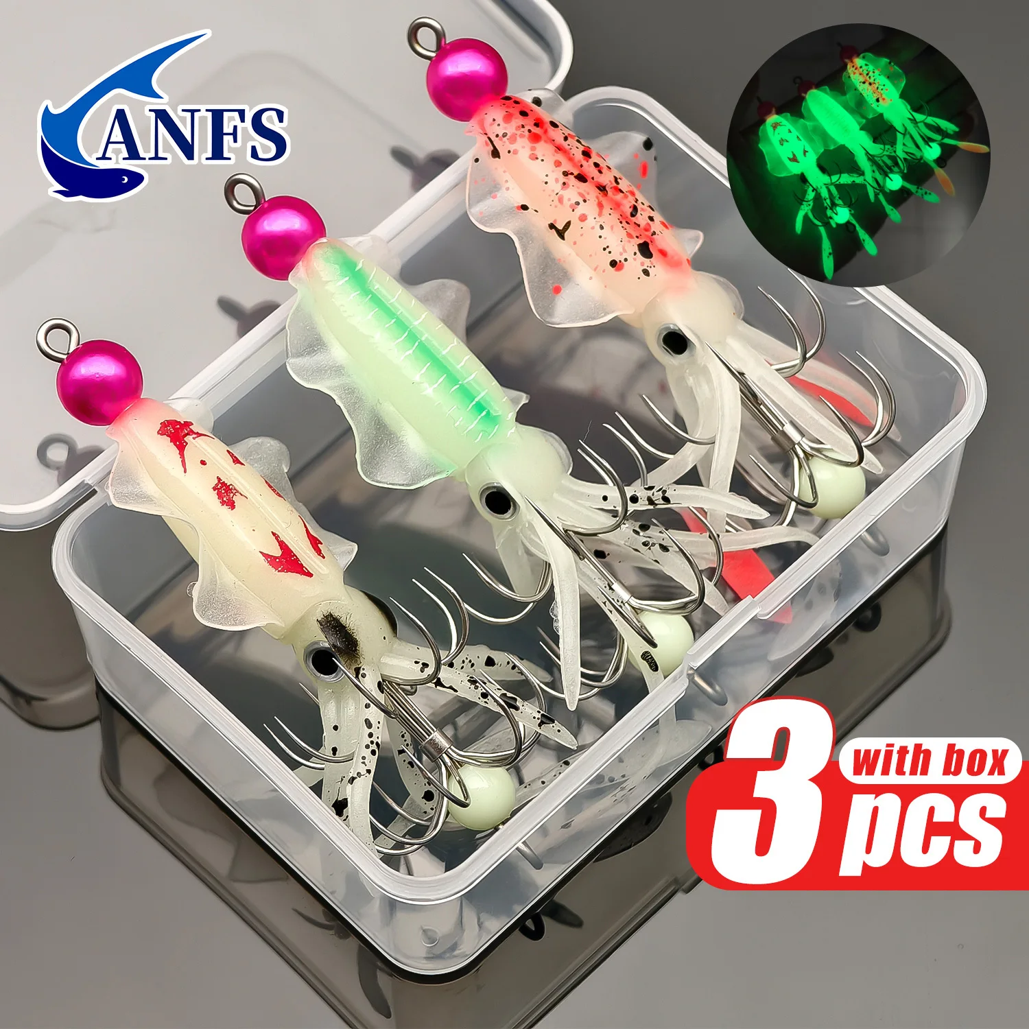 ANFS 3pcs Luminous Squid Jig S - огляд і ціна Fishing Hook Assortment
